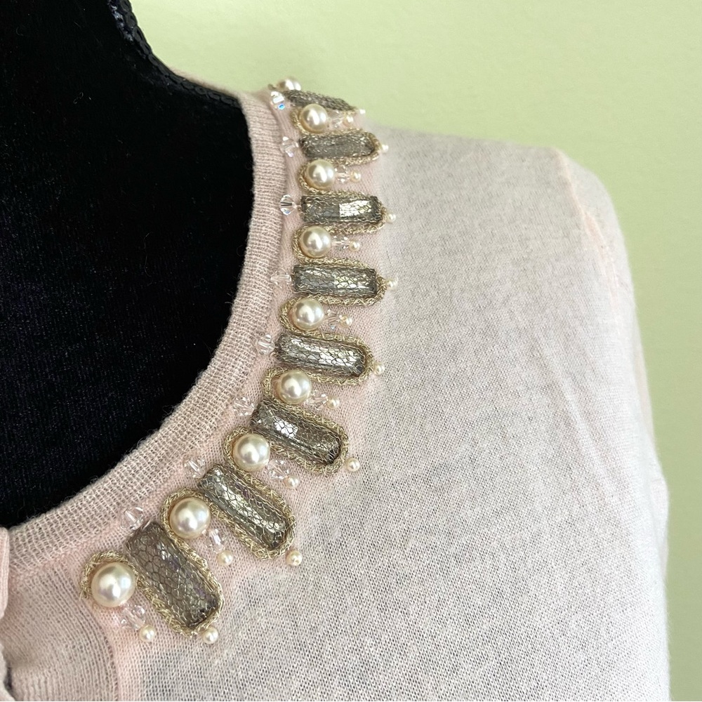Christian Dior Cashmere Embellished Crystals and Pearls Neck Cardigan - Picture 7 of 13
